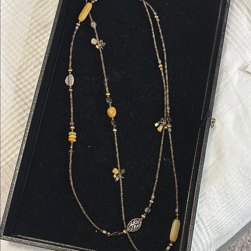 Delicate Multi-Strand Yellow Bead Necklace - Women's Jewelry